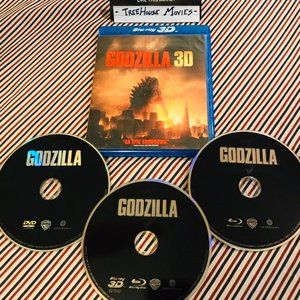 GODZILLA ~ (2014) 3D Blu Ray + Blu Ray + DVD ~ VG